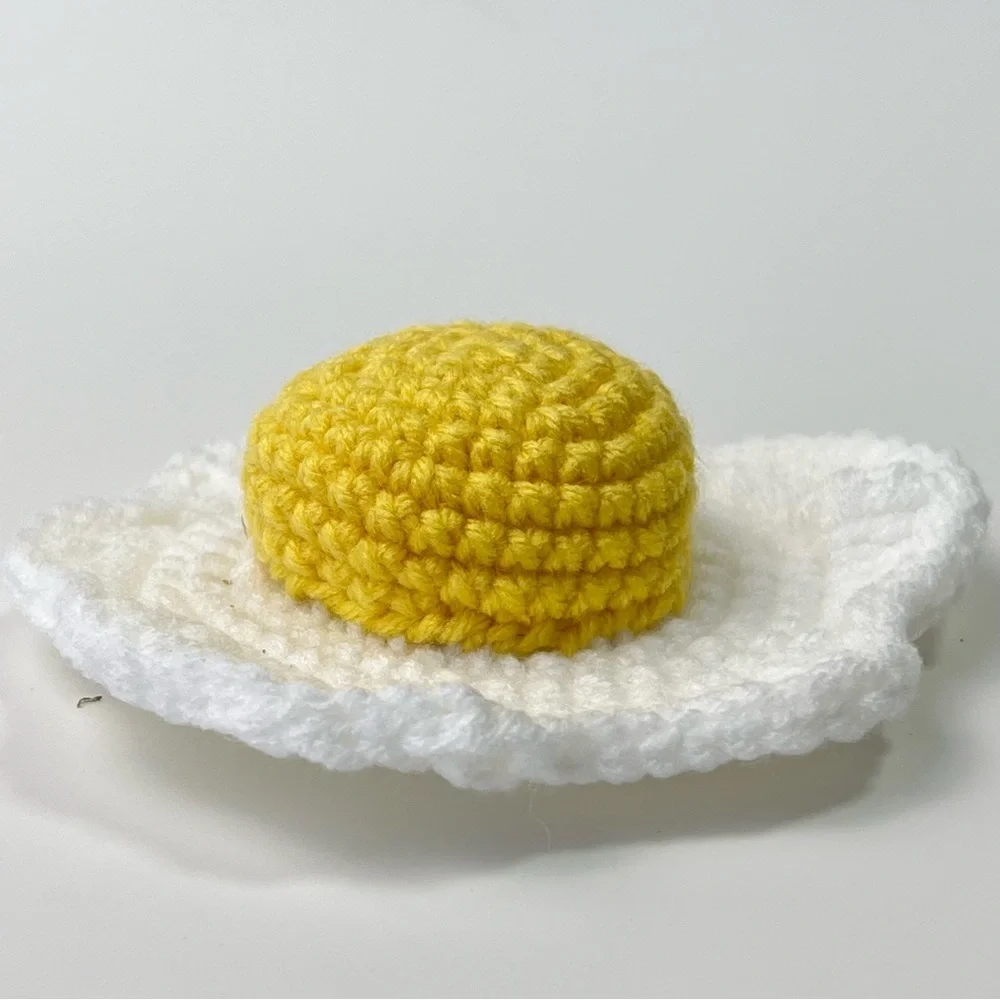 Cat Toy Handmade Fried Egg Catnip Crochet Toy